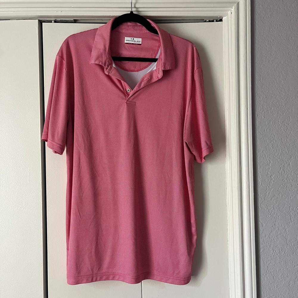 Grand Slam Performance Polo Shirt Houndstooth Golf Athletic‎ XL